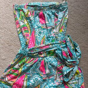 Lilly Pulitzer You Gotta Regatta Strapless Romper XXS Sailboat Print VINTAGE